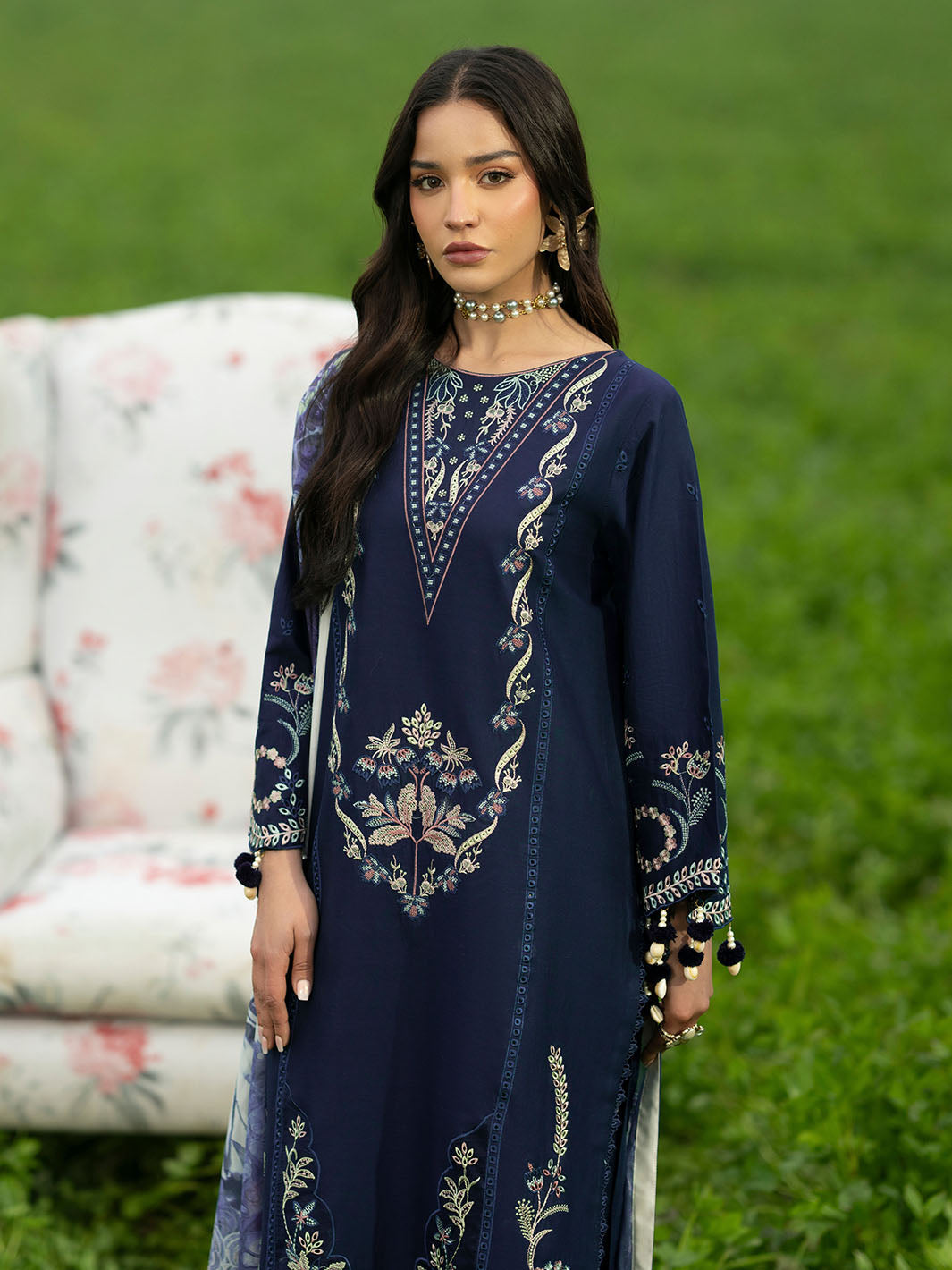 Zarq – Teal Elegance in Embroidered Lawn For Women