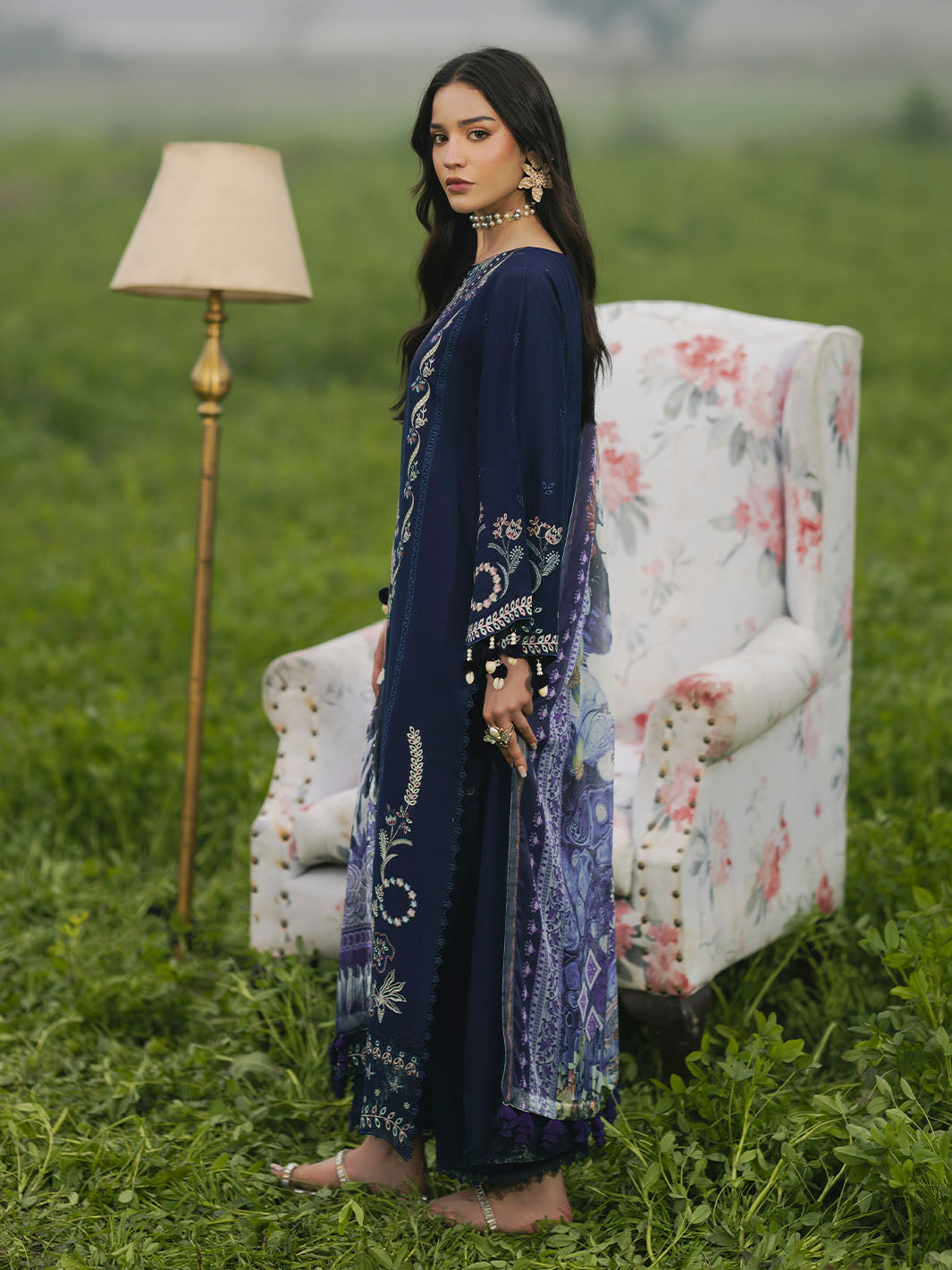 Zarq – Teal Elegance in Embroidered Lawn For Women