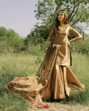 Sheesham – 3 Piece Formal Brown Gharara Set For Women