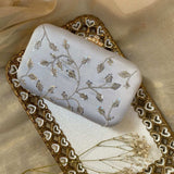 Silver Grey Zardozi Clutch – A Regal Elegance For Bridal/Wedding