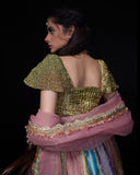 Multi-Color 3-Piece Crochet Tissue Lehenga – Iraah For Women