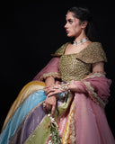 Multi-Color 3-Piece Crochet Tissue Lehenga – Iraah For Women