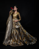 Bronze 3-Piece Patchwork Tissue Lehenga – Zayna For Women