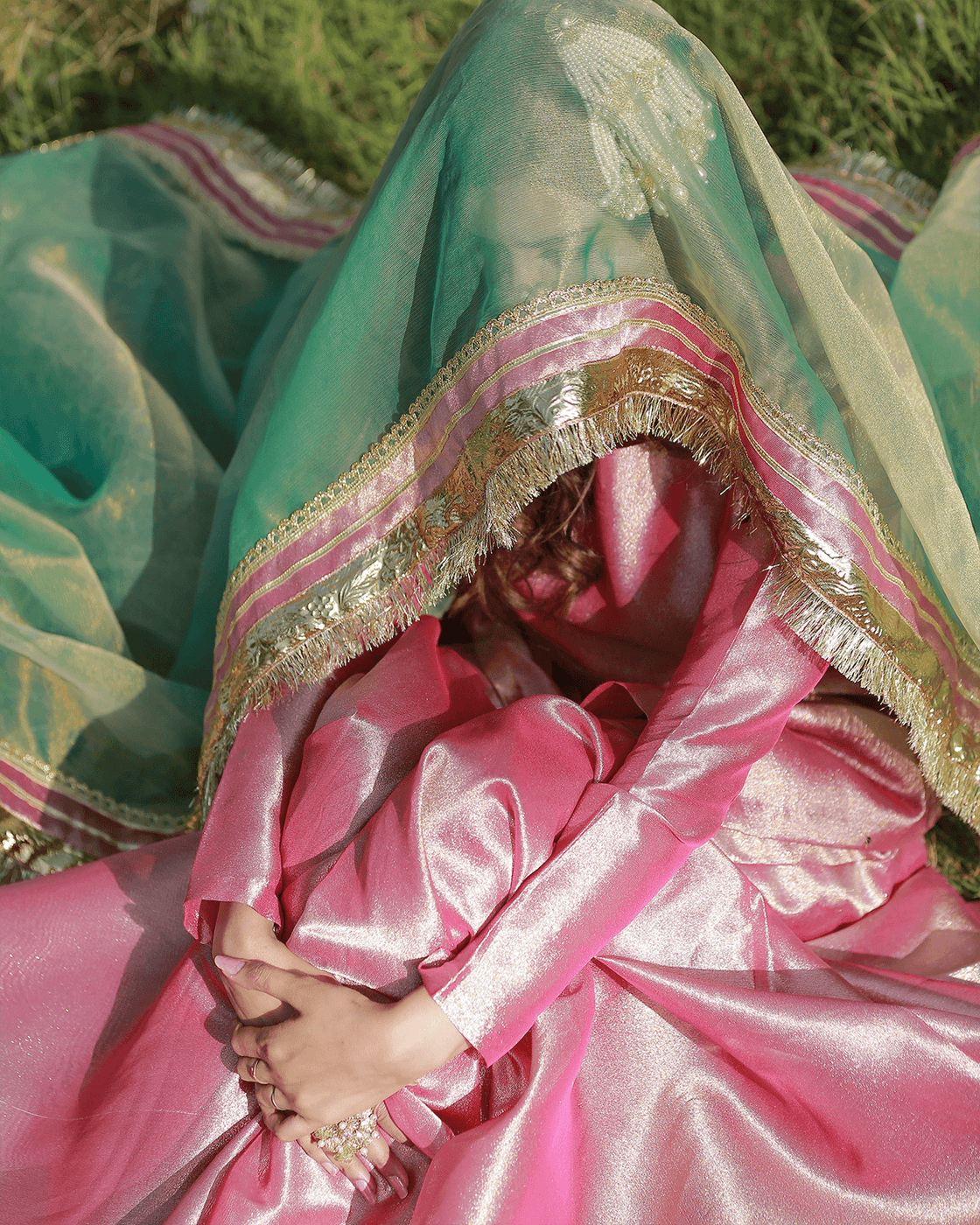 Shabnam – Classic Pink Tissue Gharara Set For Women