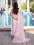Safa – Powder Pink Luxury Embroidered Ensemble Unstitched Lawn Suit  For Women