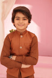 Almond Brown Stylish Blended Suiting Waistcoat Ensemble For Boys