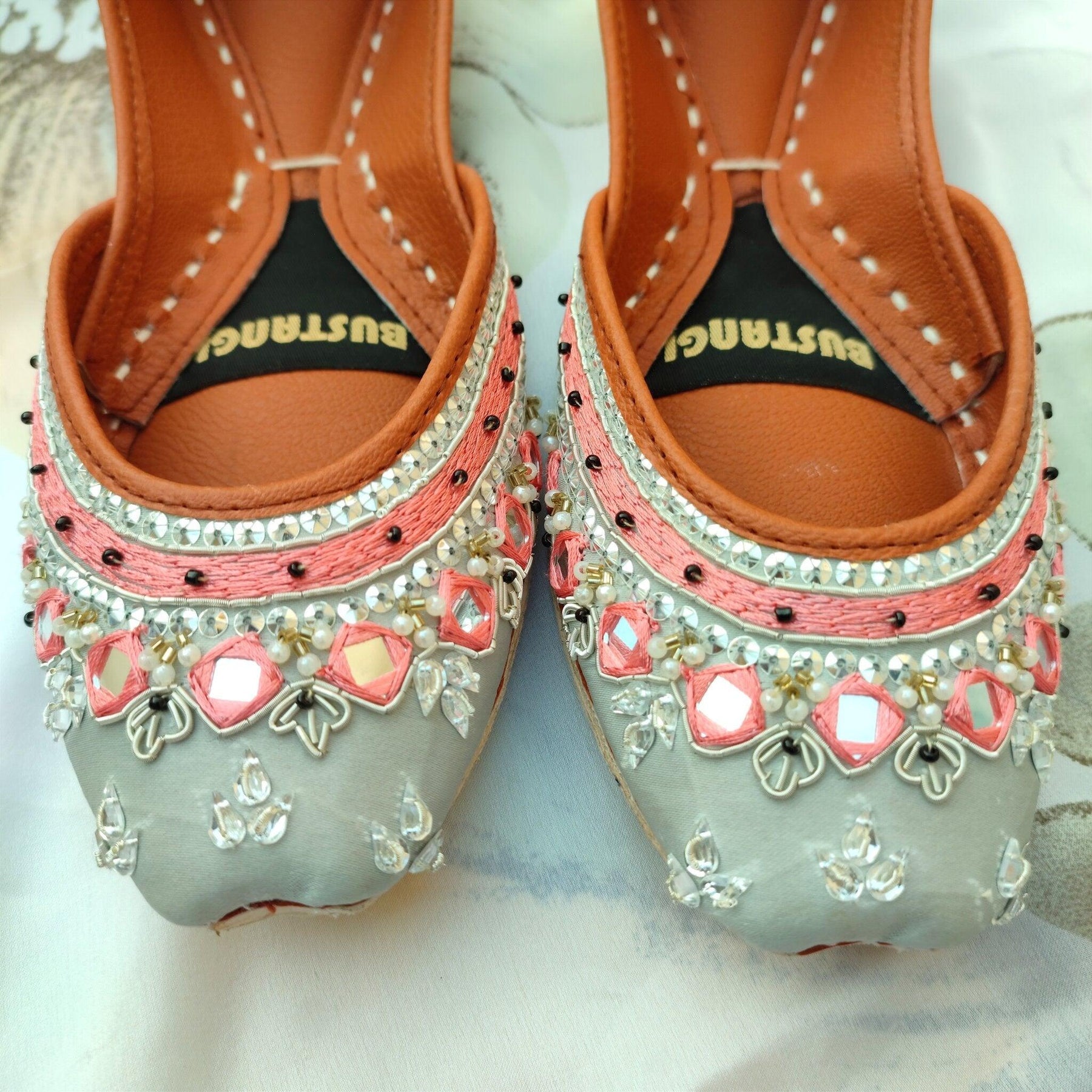 Anarkali Silver & Black Khussa For Women