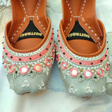 Anarkali Silver & Black Khussa For Women