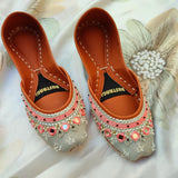 Anarkali Silver & Black Khussa For Women