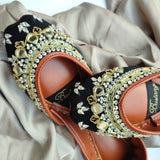 Anarkali Silver & Black Khussa For Women