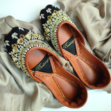 Anarkali Silver & Black Khussa For Women