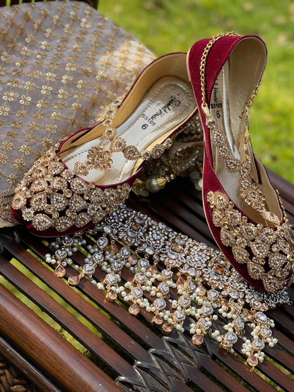 Bridal Anklet Women Khussa – Kundan on Lining