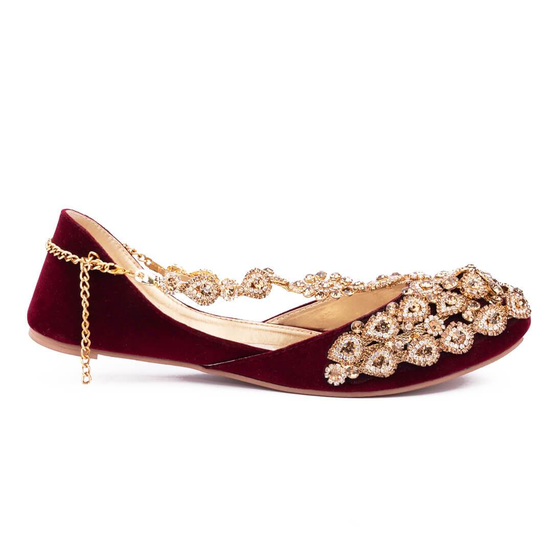 Bridal Anklet Women Khussa – Kundan on Lining