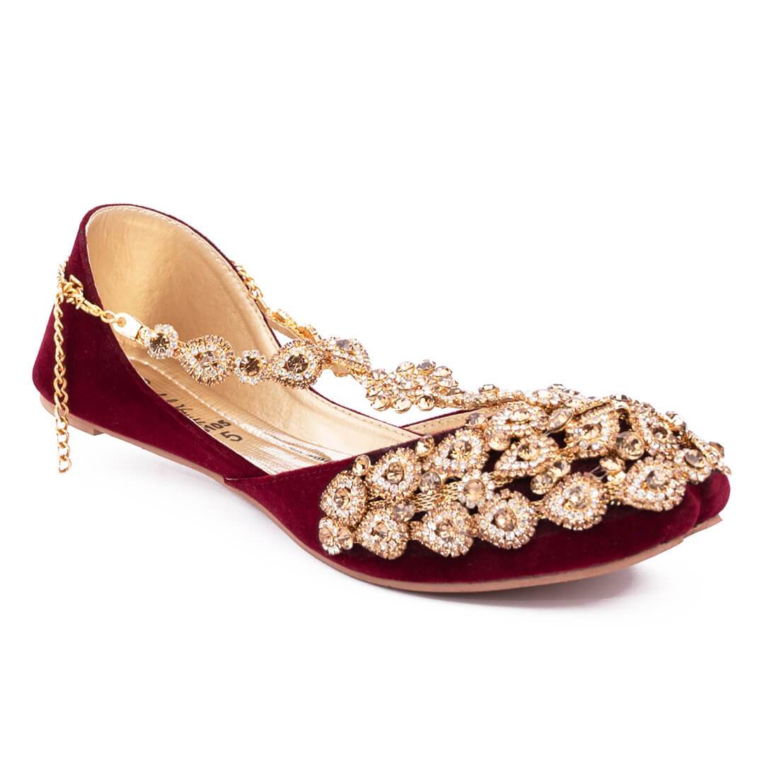 Bridal Anklet Women Khussa – Kundan on Lining