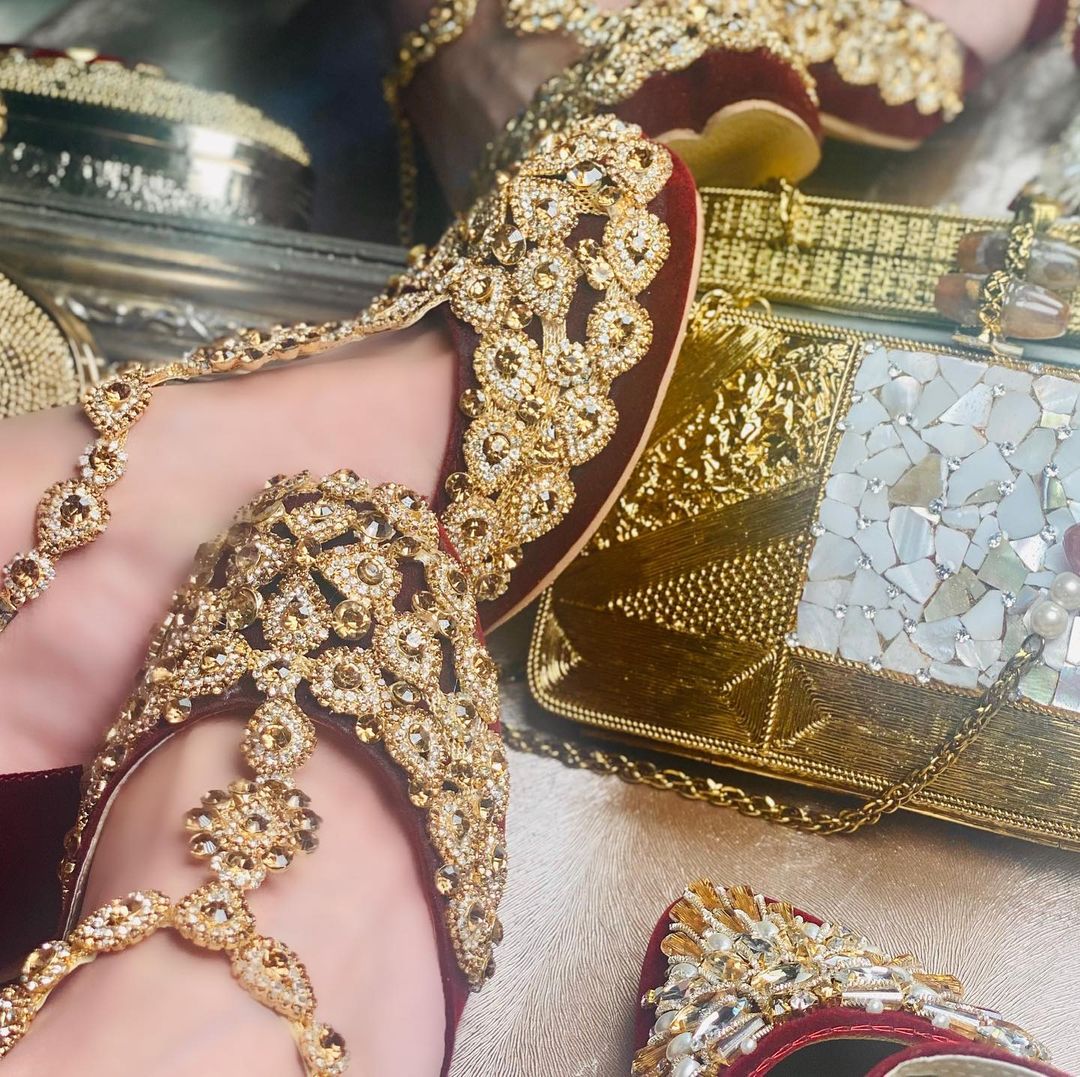 Bridal Anklet Women Khussa – Kundan on Lining