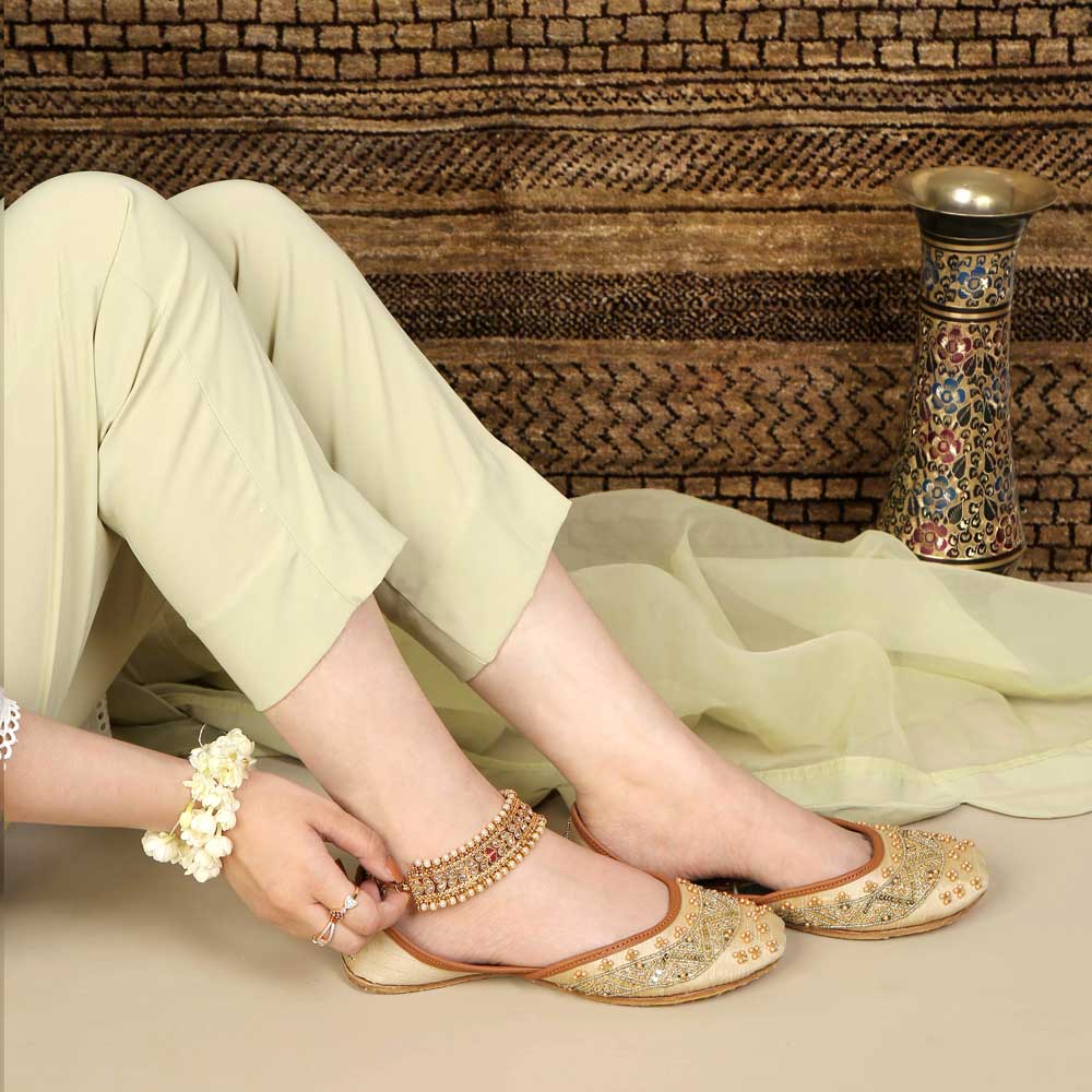 Adele Gold Khussa By Dazzle