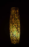 Exquisite Blue Multani Kashi Tube Shaped Camel Skin Lamp with Naqashi Art