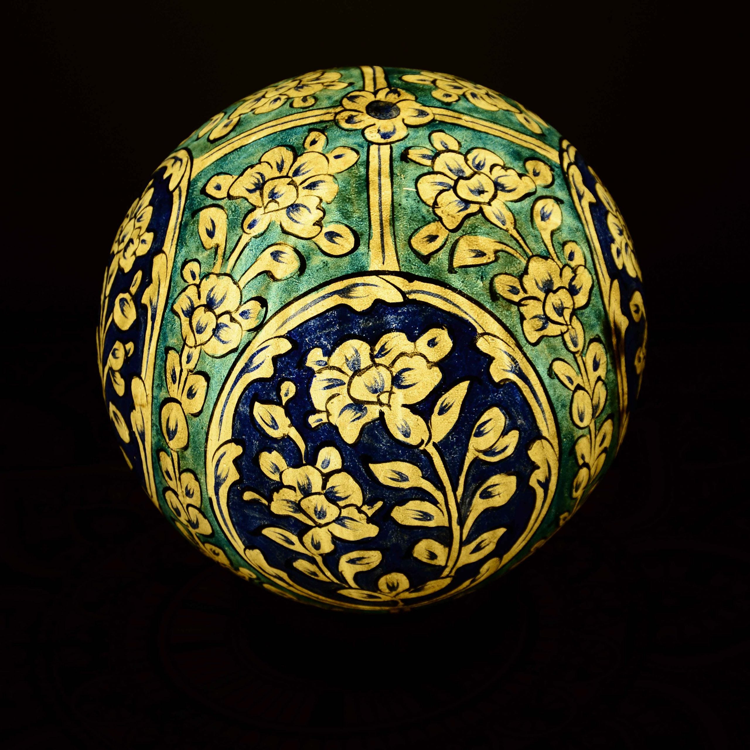 Traditional Multani Kashi Round Shape Camel Skin Lamp