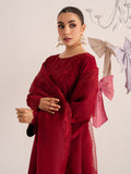 Cerise – Red Raw Silk Embroidered Suit For Women