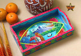 Hand Painted Truckart Wooden Tray - Blue Scenery (S)