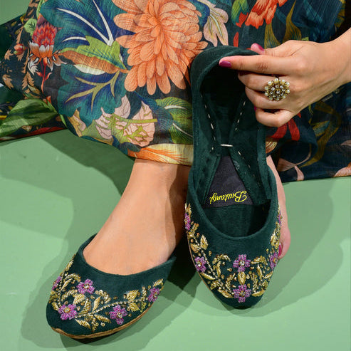 Premium Handcrafted Embroidered Leather Khussa For Women