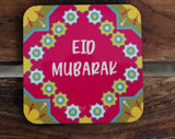 Eid Mubarak Theme Printed Wooden Tea Coaster (Set of Six Pieces)