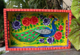 Hand Painted Truckart Wooden Tray - Peacock-S