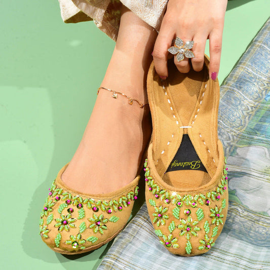 Royal Handcrafted Embroidered Leather Khussa For Women