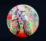 Peacock Theme Printed Wooden Tea Coaster (Set of Six Pieces)