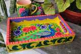 Hand Painted Truckart Wooden Tray - Peacock-S