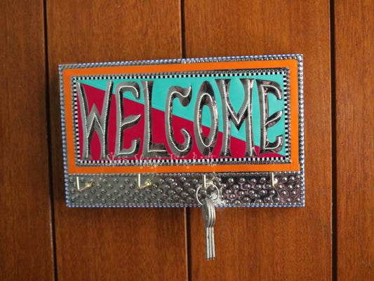 Handcrafted Truck Art WELCOME Wooden Keyholder For Decoration