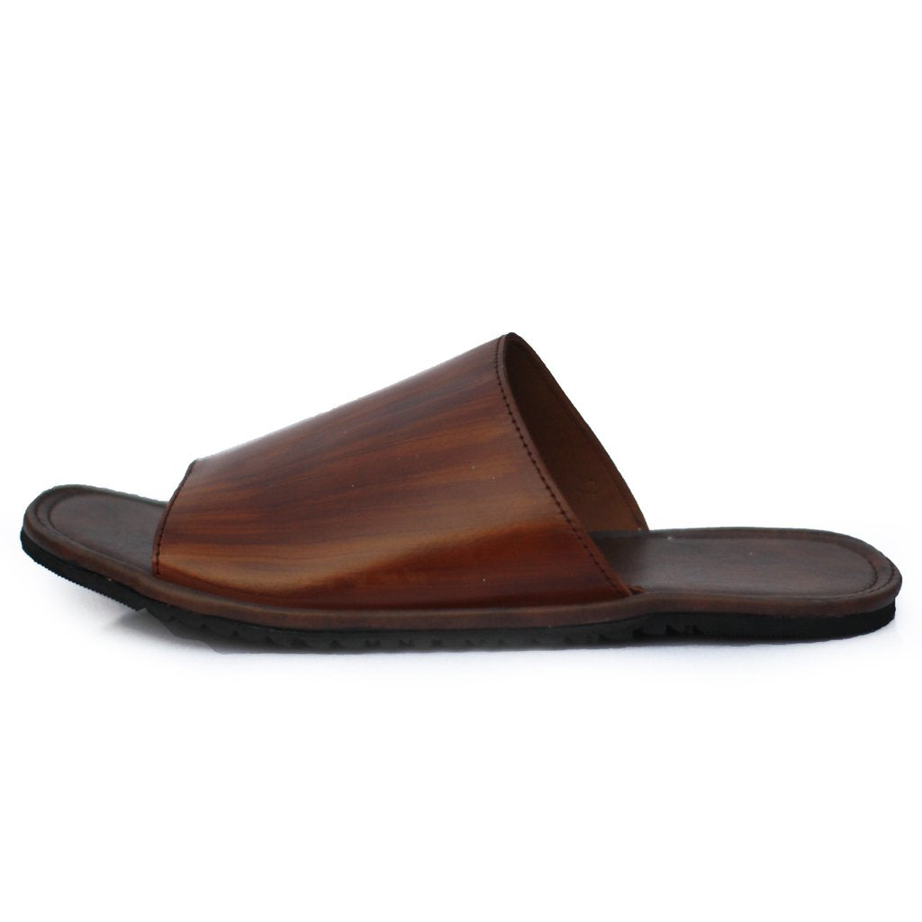 Black & Brown Foam-Padded Leather Slippers For Men