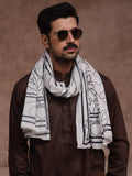 White Calligraphed Stole for Men with Letter-Writing Kit For Men