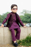 Maroon Kurta with Embroidered Waistcoat For Boys