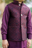 Maroon Kurta with Embroidered Waistcoat For Boys