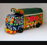 Handcrafted Pakistani Hino Truck Miniature - Yellow with Floral Accents