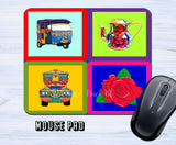 Colorful & Truck Art Theme Mousepad (Rickshw, Truck, Chainak, Flower)