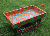 Orange Floral Truck Art Chamakpatti Thaila Style Wooden Tray