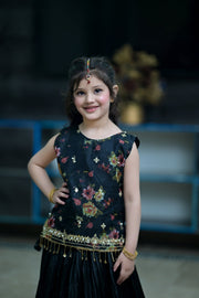Printed Organza Choli with Crush Lehnga For Girls