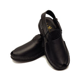 Black Color Peshawari Leather Sandals For Men