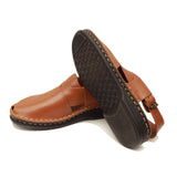 Mustard Color Peshawari Leather Sandals For Men