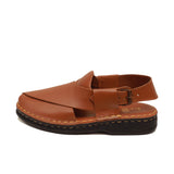 Mustard Color Peshawari Leather Sandals For Men