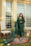 Enchanting Emerald Elegance-Festive Stitched Dress for Women.