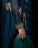 Layla Navy Blue Embroidered 4-Piece Formal Suit For Women