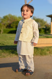 White Kurta with Sequin Jamawar Waistcoat For Boys