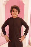 Cedar Brown Kurta and Trouser Set For Boys