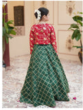 Royal Embroidered Raw Silk Lehenga Choli with Sitara Dupatta For Girls