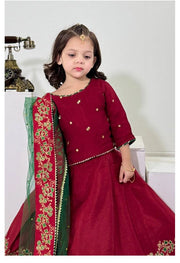 Elegant Embroidered & Block Printed Lehenga Choli For Girls