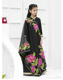 Elegant Soft Raw Silk 3-Piece Suit with Hand-Painted Organza Dupatta For Girls