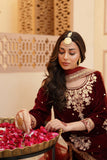 Zeba Maroon Burgundy Velvet Shirt & Sharara with Dupatta For Women